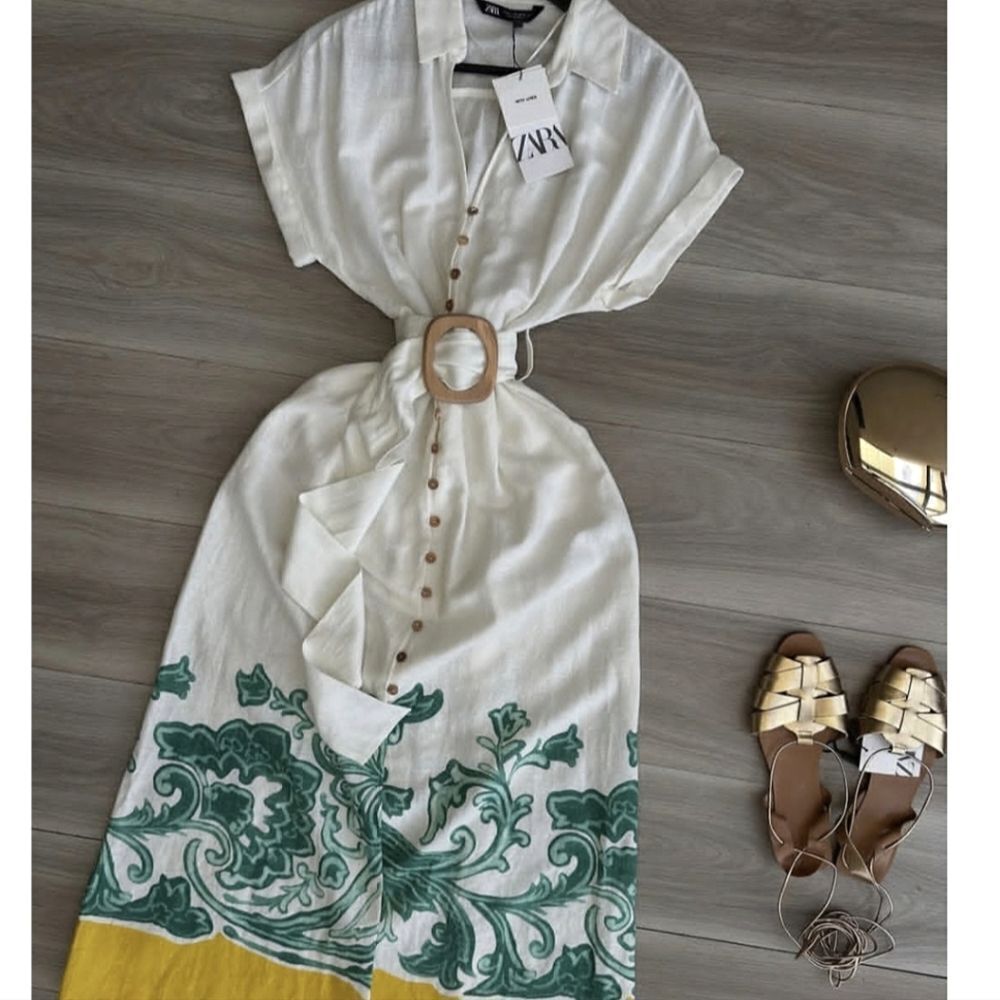 NWT ZARA GRECIAN PRINT DRESS